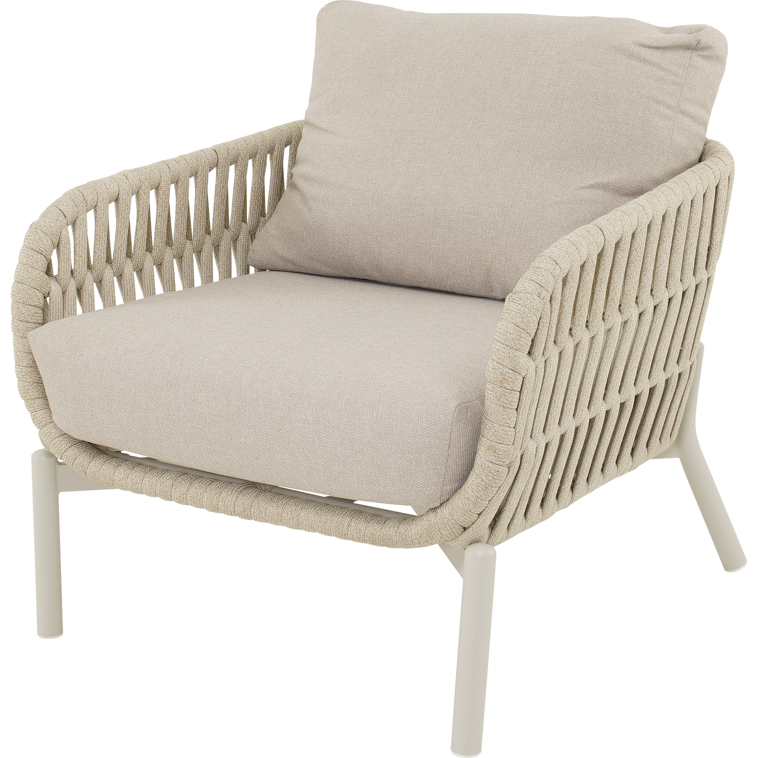 Dining Lounge Set DAVOS & BURGOS – Aluminium, Rope & Sintered Stone, Beige