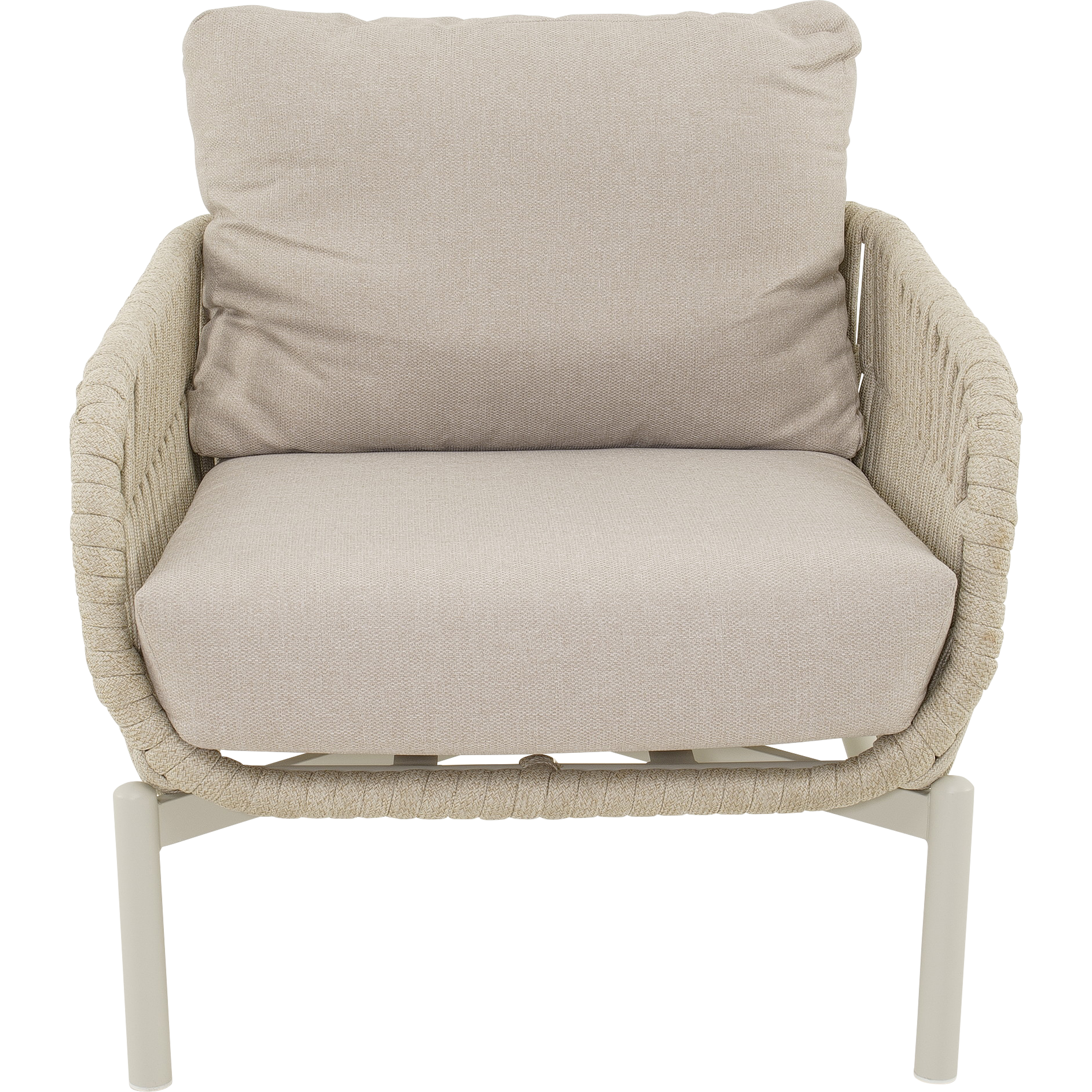 Dining Lounge Set DAVOS & BURGOS – Aluminium, Rope & Sintered Stone, Beige