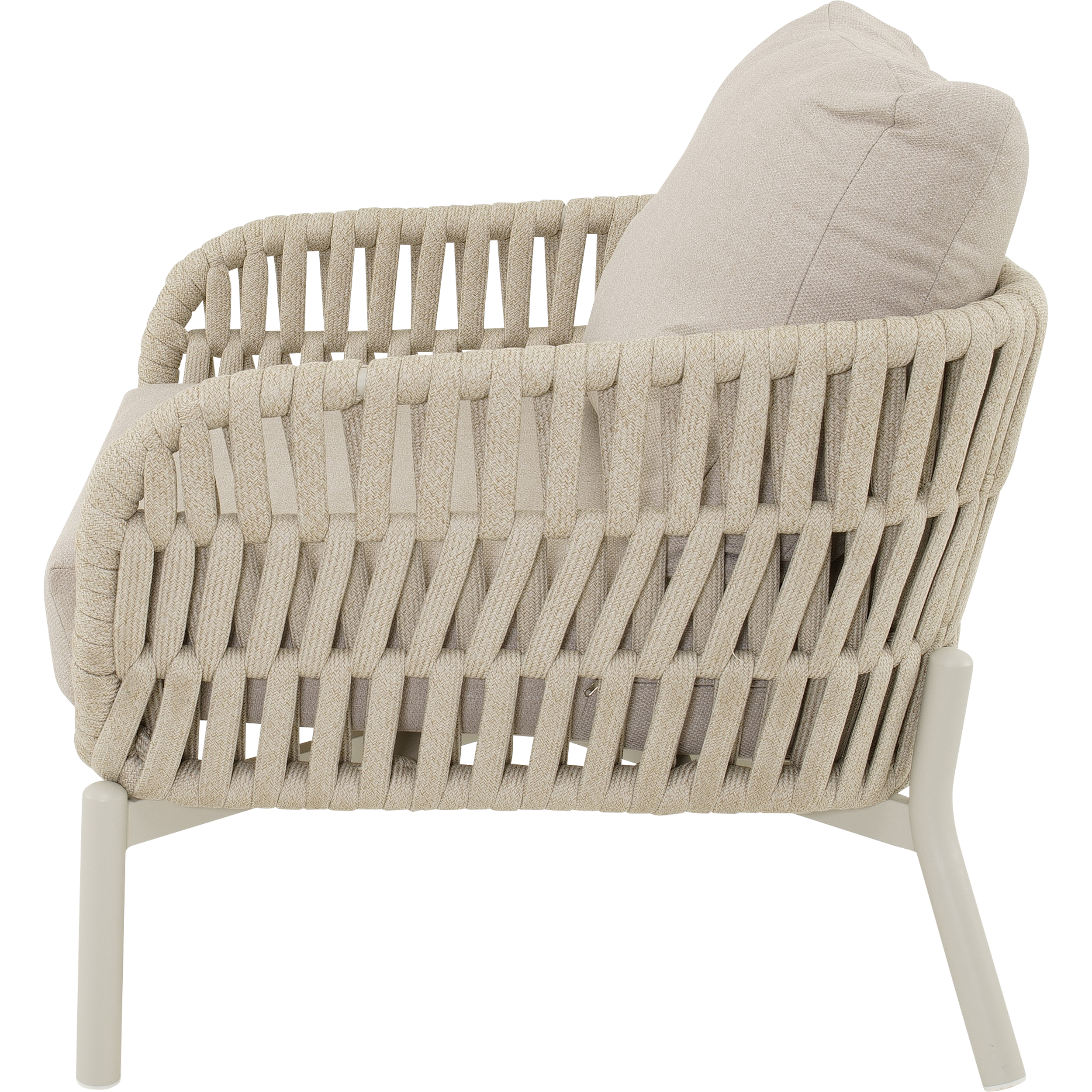 Dining Lounge Set DAVOS & BURGOS – Aluminium, Rope & Sintered Stone, Beige