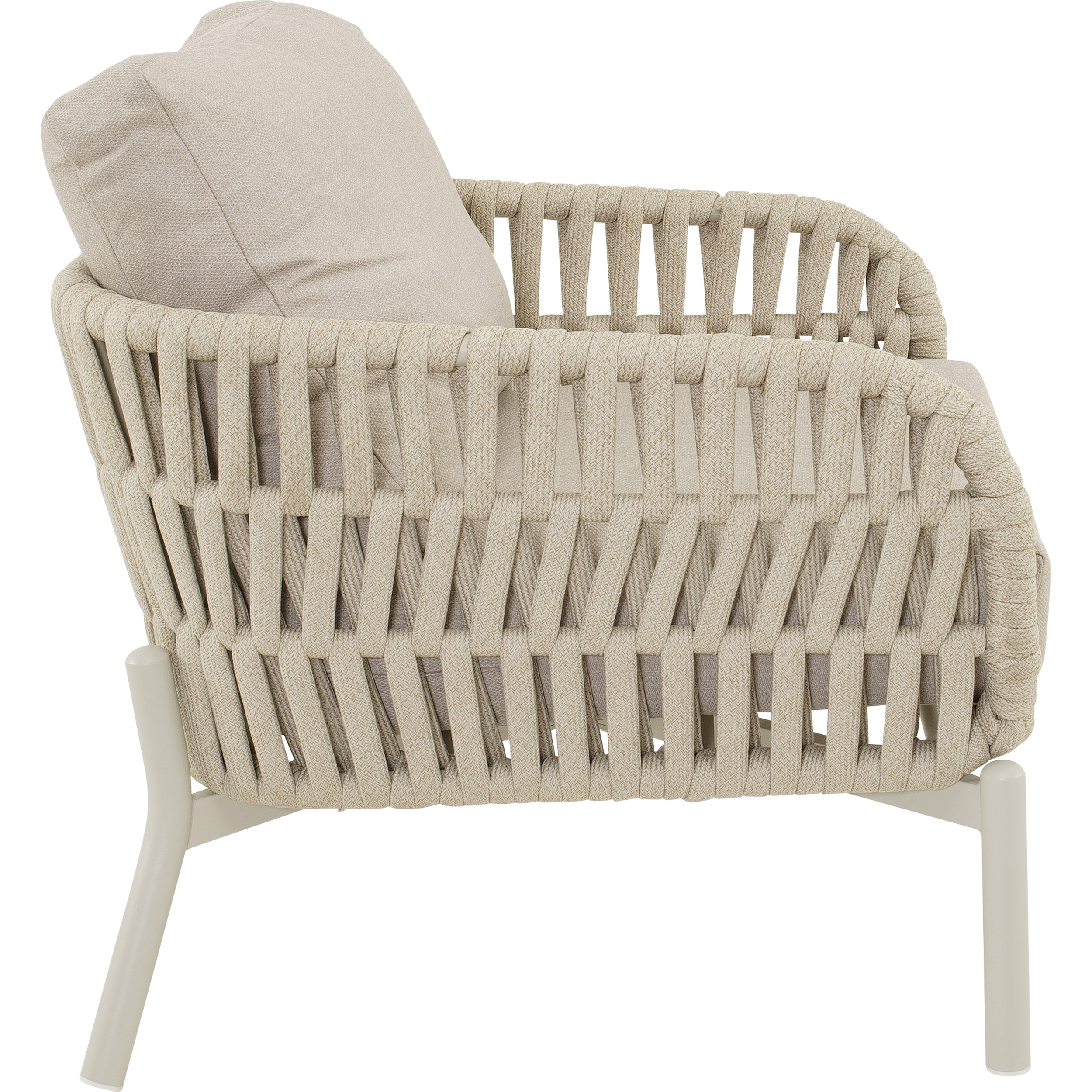 Dining Lounge Set DAVOS & BURGOS – Aluminium, Rope & Sintered Stone, Beige