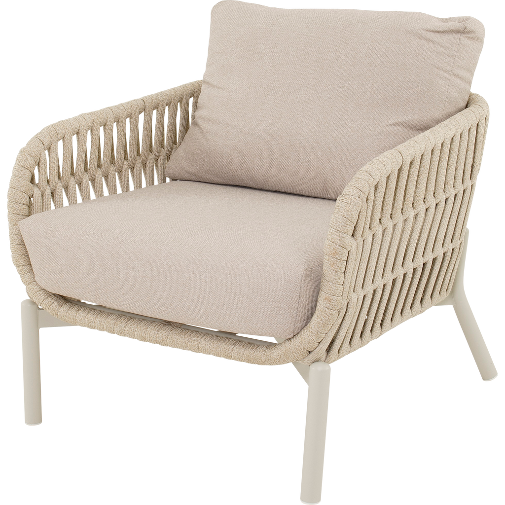 Dining Lounge Set DAVOS & BURGOS – Aluminium, Rope & Sintered Stone, Beige
