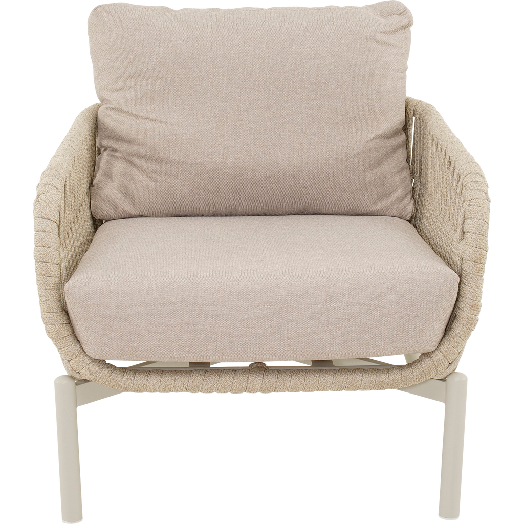 Dining Lounge Set DAVOS & BURGOS – Aluminium, Rope & Sintered Stone, Beige
