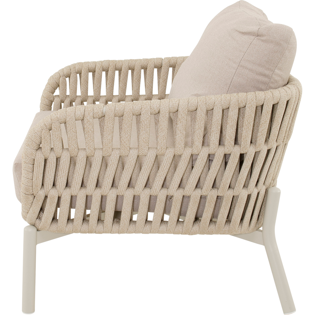 Dining Lounge Set DAVOS & BURGOS – Aluminium, Rope & Sintered Stone, Beige