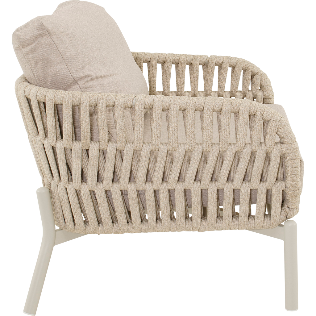 Dining Lounge Set DAVOS & BURGOS – Aluminium, Rope & Sintered Stone, Beige