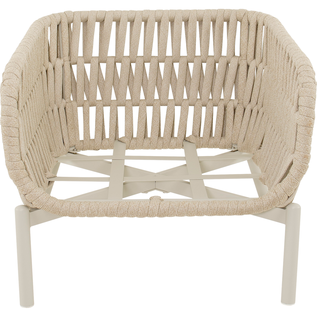 Dining Lounge Set DAVOS & BURGOS – Aluminium, Rope & Sintered Stone, Beige